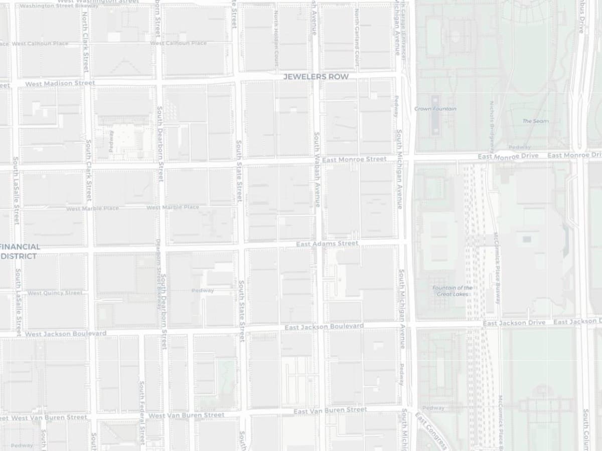 A map of downtown Chicago, with streets revealed as fog clears